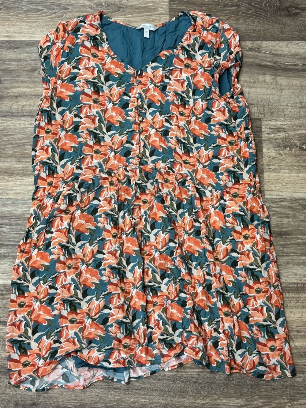 Garnet Hill Trapeze Floral Orange Blue Dress Women’s XL